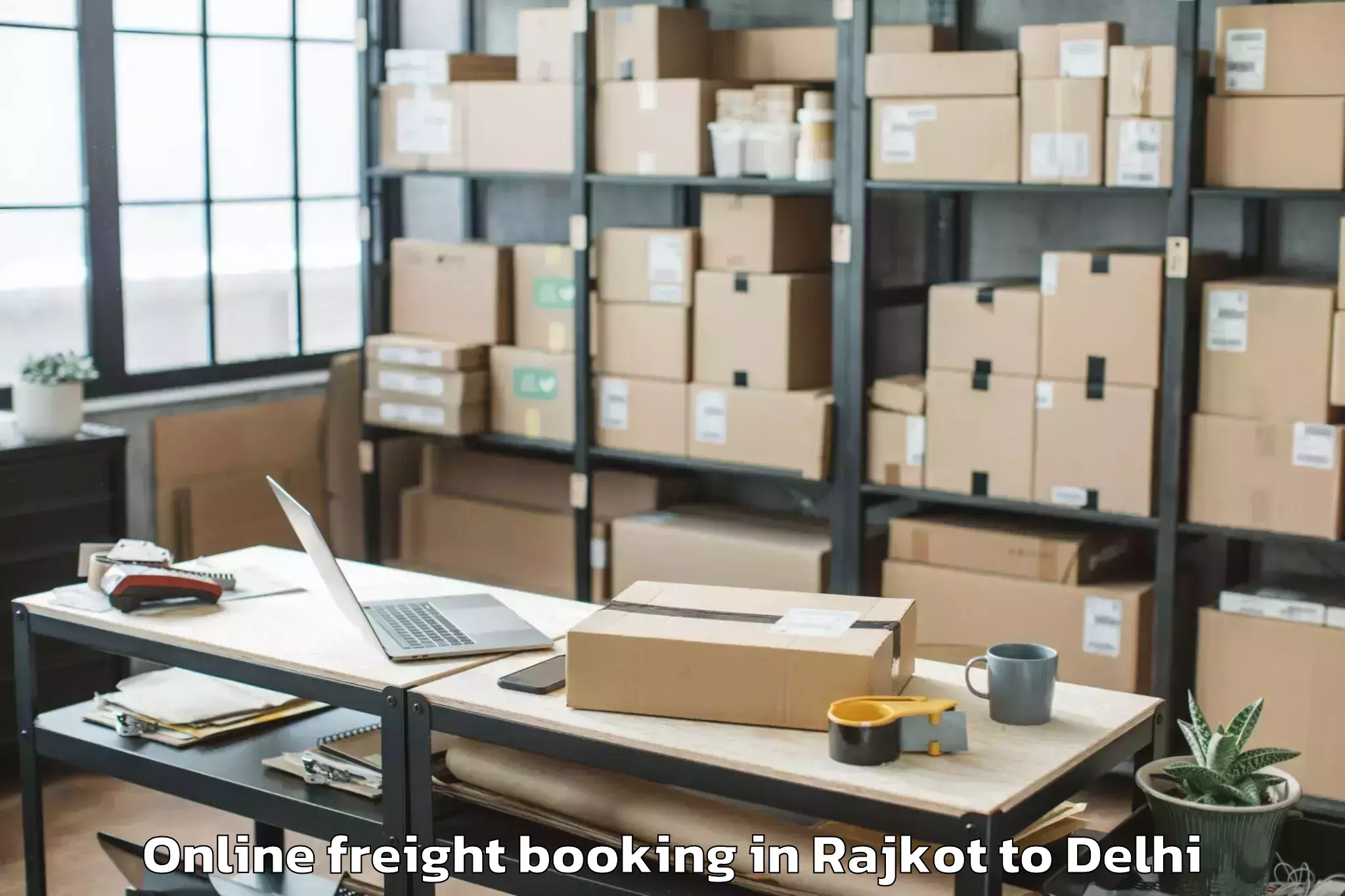 Leading Rajkot to Unity One Mall Cbd Shahdara Online Freight Booking Provider